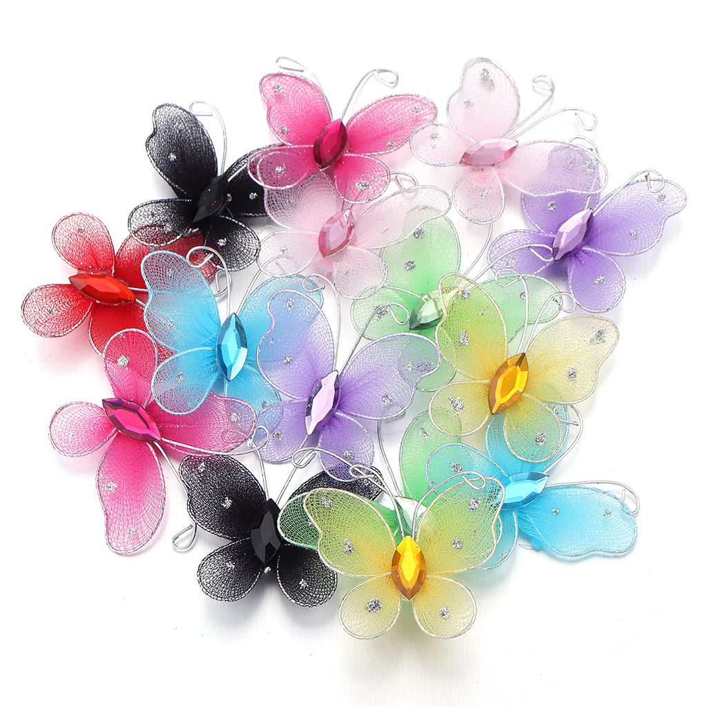 10pcs Organza Butterfly Appliques – DIY Jewelry & Craft Patches Fabric Applique Patches PLUSH