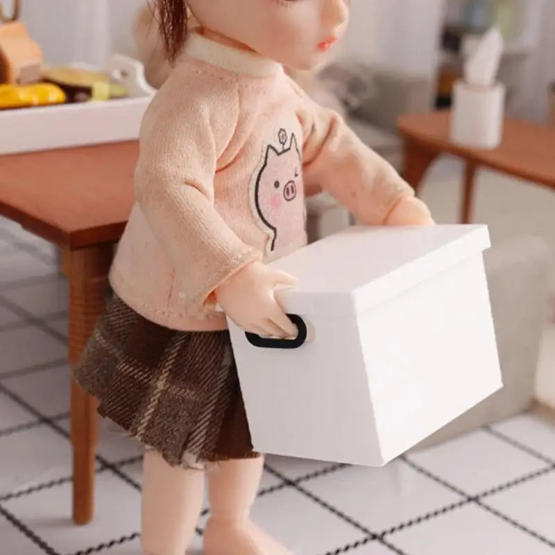 Dollhouse Mini Storage Boxes with Lids – Set of 3 | 1/6 Scale Dollhouse Accessories PLUSH