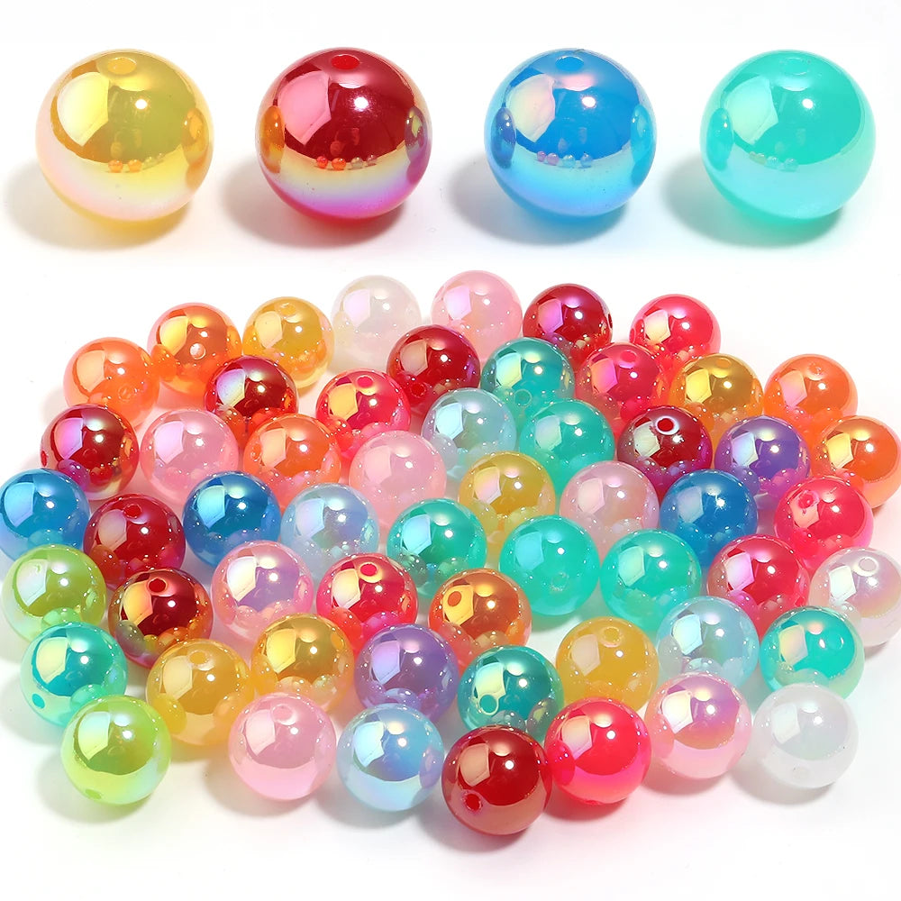10pcs 16mm Plated Multicolor Round Acrylic Spacer Beads DIY Acrylic Spacer Beads PLUSH