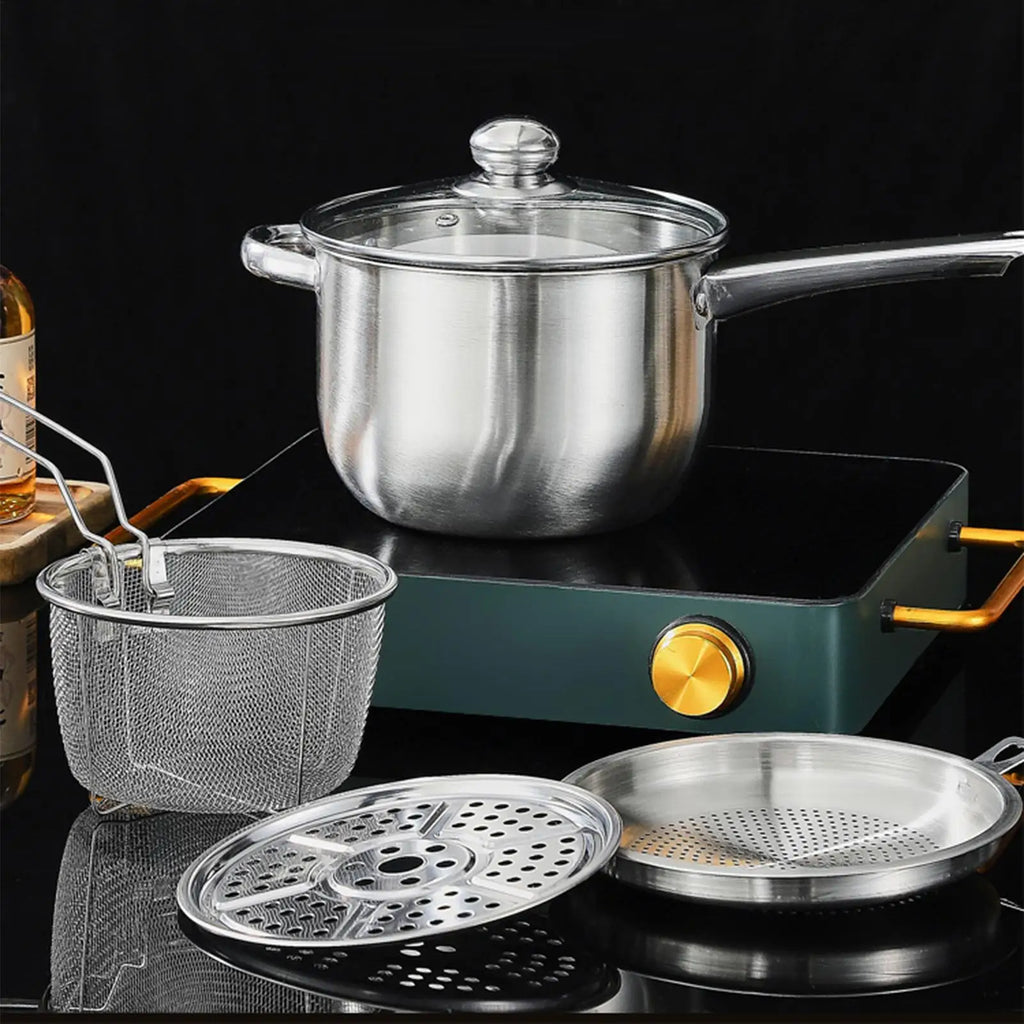3L Stainless Steel Deep Frying Pot with Basket & Strainer Deep Frying Pot PLUSH