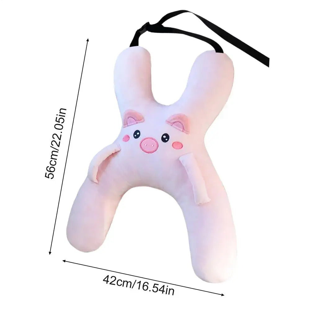 Kids Car Seat Head & Neck Pillow – Cute Plush Cartoon Support Kids Travel Pillow PLUSH Pink