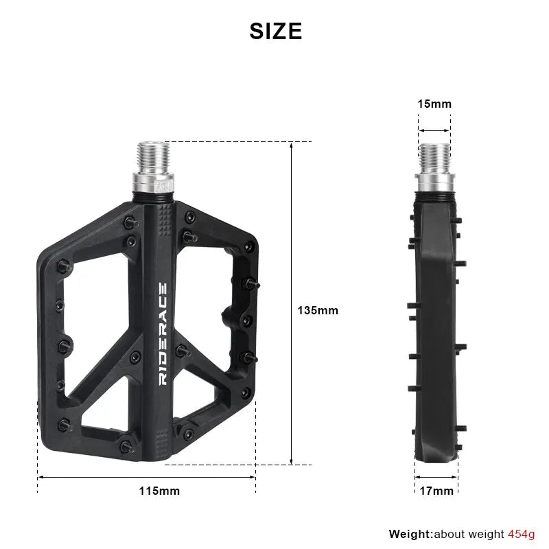 RIDERACE Ultralight Nylon Flat Bike Pedals BMX MTB Road Flat Bike Pedals PLUSH