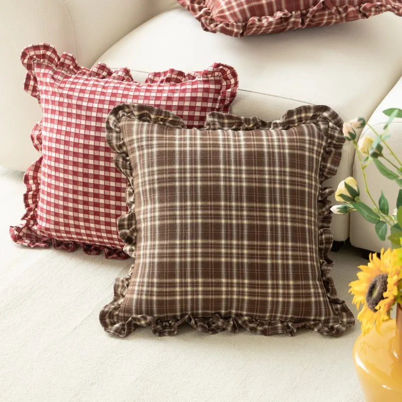 45x45cm Retro Plaid Pillowcase | Square Decorative Pillow Cover Decorative Pillow Cover PLUSH