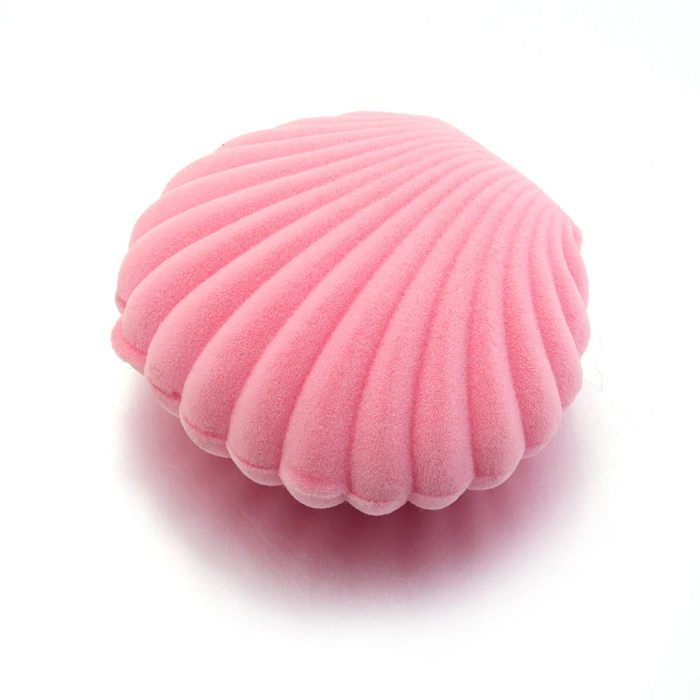 Shell Shape Velvet Jewelry Box – Ring, Earring & Gift Storage Jewelry Gift Box PLUSH Pink