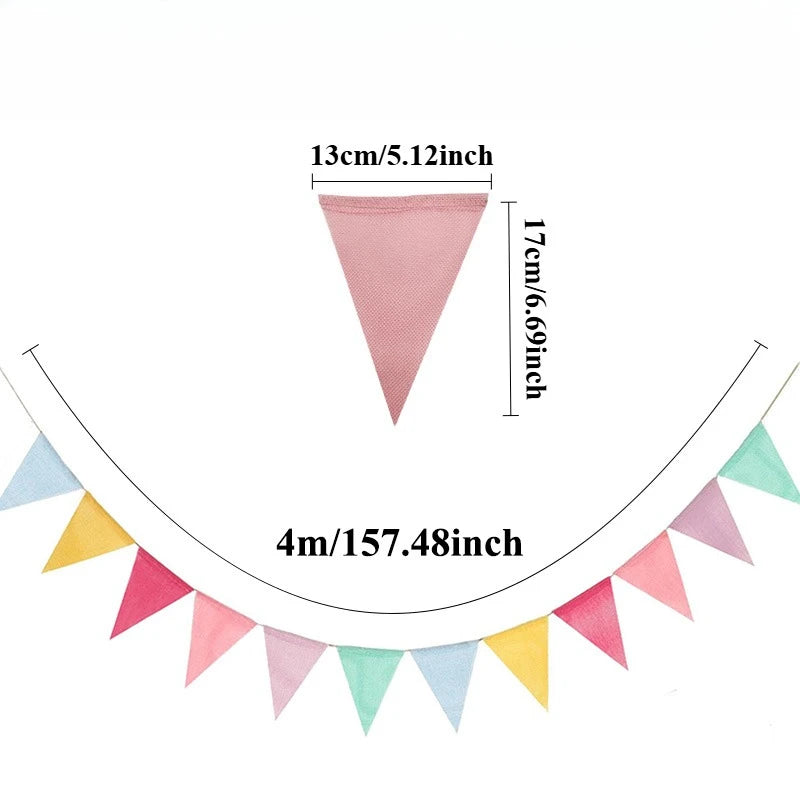 Vintage Linen Burlap Bunting Flags Garland Banner – 12pcs Party Banner Garland PLUSH 4M