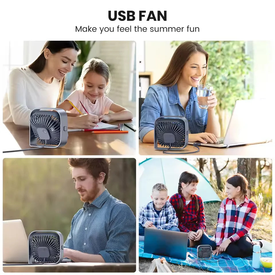 Mini Desktop USB Fan – 360° Rotation, Portable Strong Airflow Desktop USB Fan PLUSH