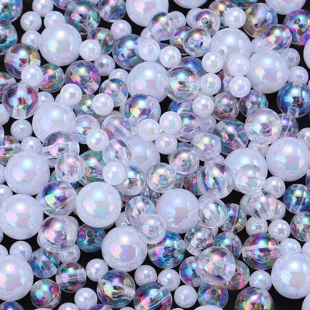 AB Color Round Acrylic Spacer Beads 6–12mm | DIY Jewelry Making Acrylic Spacer Beads PLUSH