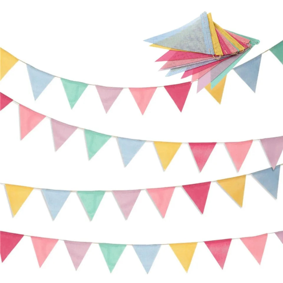 Vintage Burlap Linen Pennant Bunting Banner – 12pcs Party Décor Party Bunting Banner PLUSH