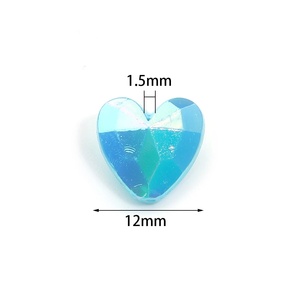100pcs AB Color Faceted Heart Acrylic Beads – DIY Jewelry Making Acrylic Craft Beads PLUSH