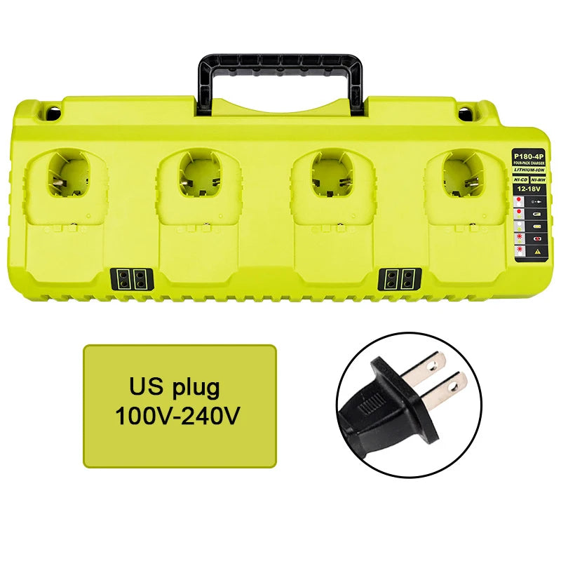 ZWINCKY 4-Port 3A Fast Charger for Ryobi 12V–18V Batteries Battery Charger PLUSH US plug China Mainland
