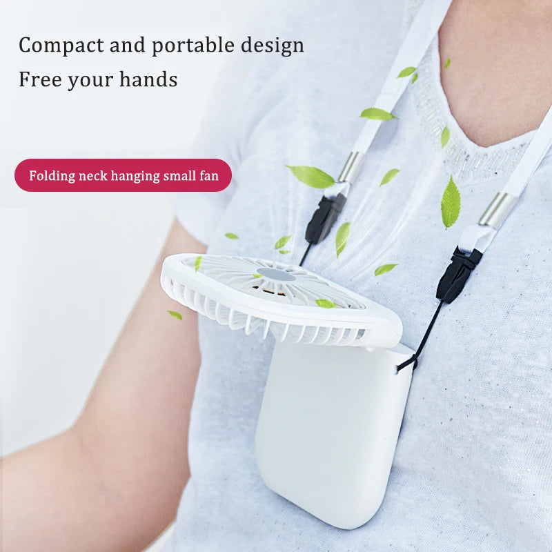 Foldable Handheld Neck Fan – USB Rechargeable 1200mAh Portable Neck Fan PLUSH