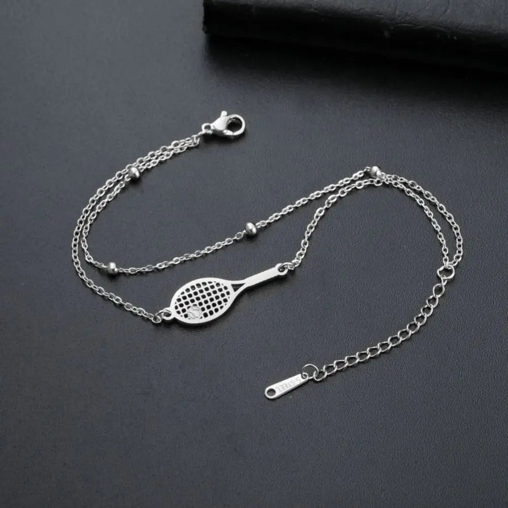 Tennis Racket Bracelet – Stainless Steel Sport Bangle Sport Chain Bracelet PLUSH