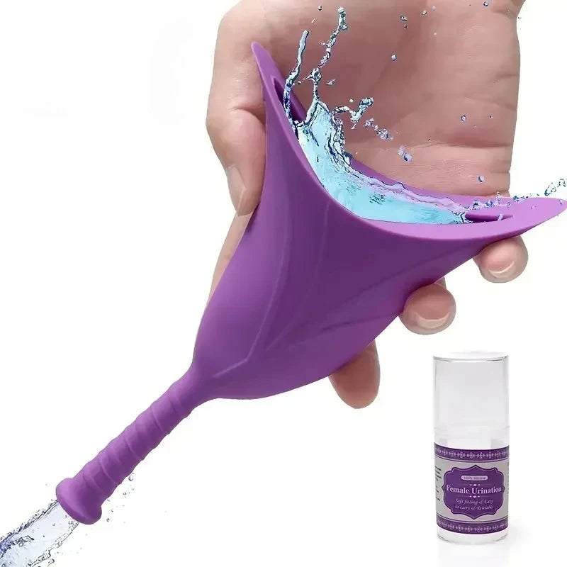 Silicone Female Urinal – Portable Standing Pee Funnel Travel Female Urination Device PLUSH