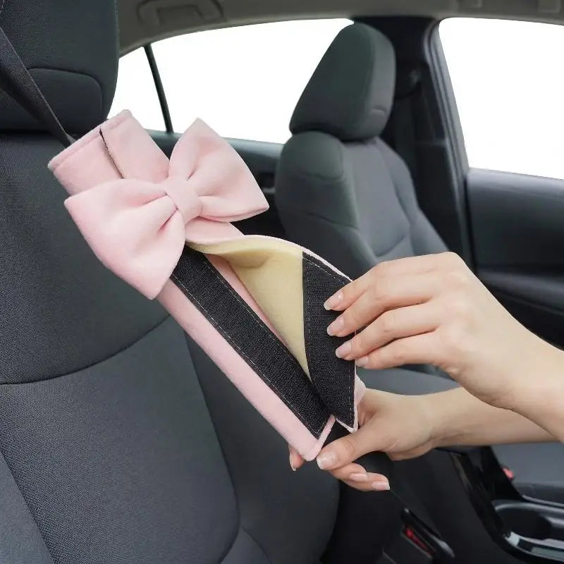 Bowknot Car Seat Belt Cover – Ice Silk Shoulder Pad for Women Seat Belt Cover PLUSH