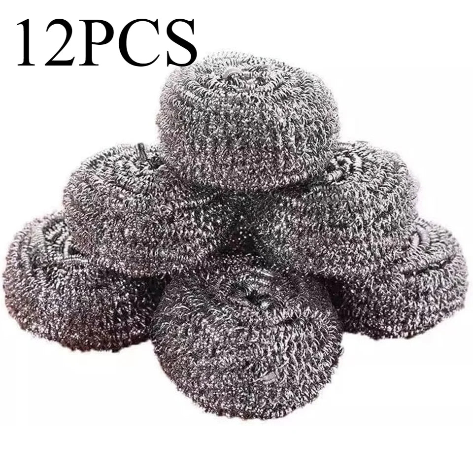 Stainless Steel Wire Scrubbing Balls 6/12pcs | Kitchen Cleaner Wire Scrubbing Balls PLUSH 12PCS