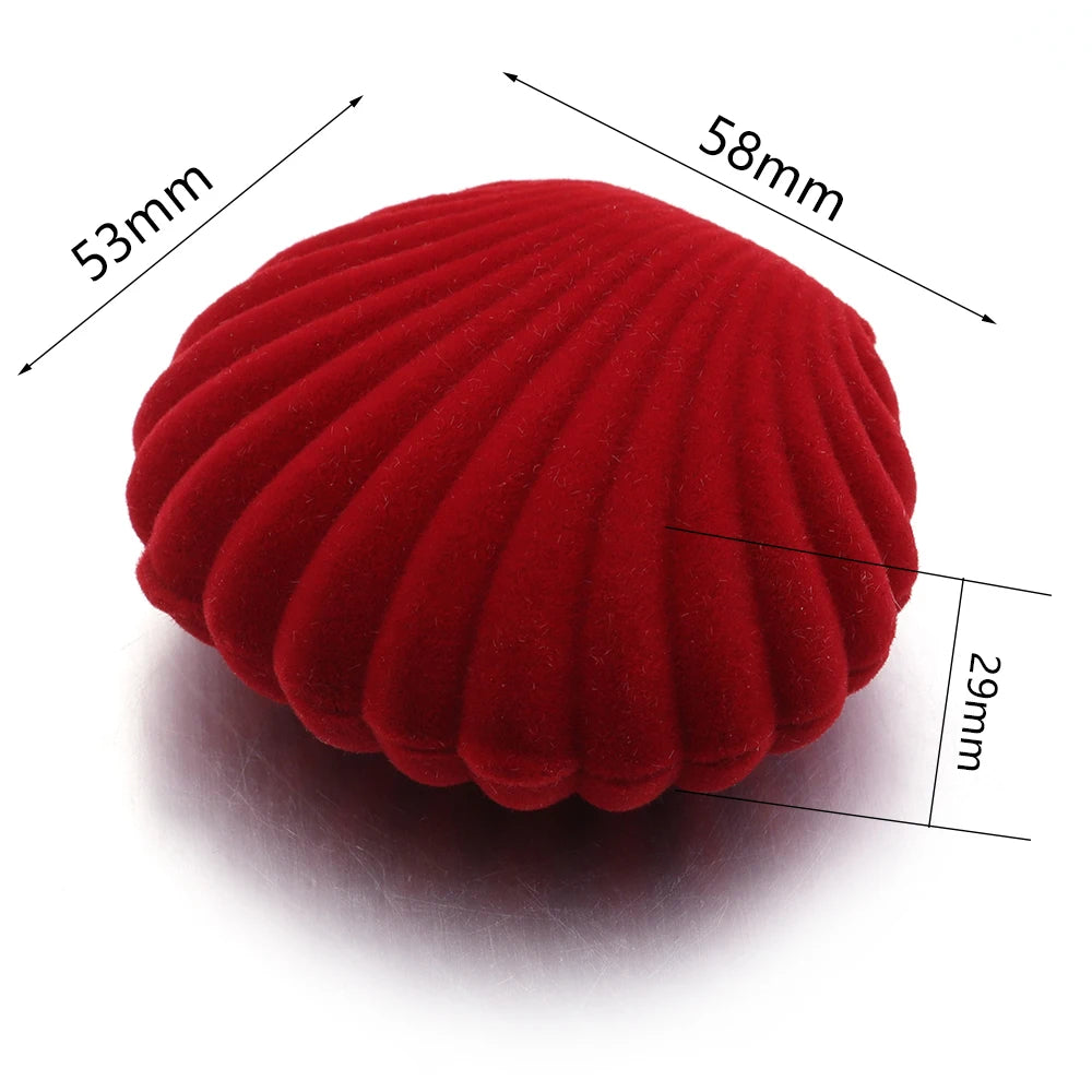 Shell Shape Velvet Jewelry Box – Ring, Earring & Gift Storage Jewelry Gift Box PLUSH