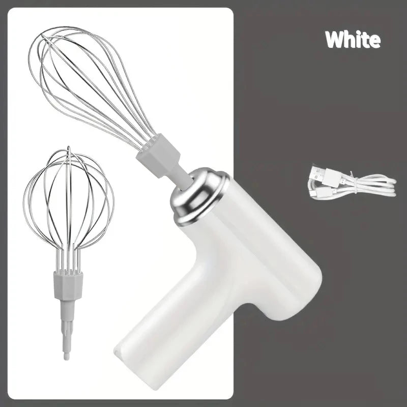 Portable USB Rechargeable Wireless Handheld Electric Mixer Handheld Electric Mixer PLUSH WHITE