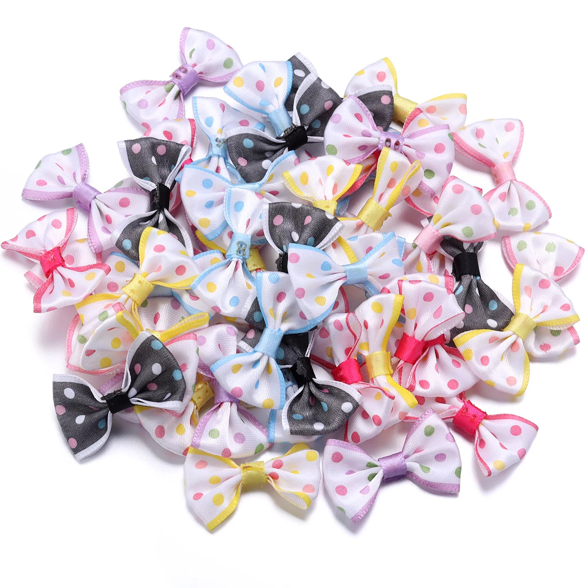 30pcs Polka Dot Ribbon Bows – DIY Hair Accessories & Gift Wrap Ribbon Craft Bows PLUSH mixed