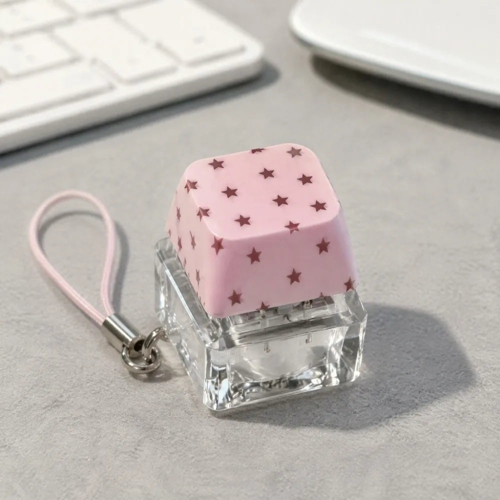 Fidget Button Clicker Pendant – Cute Star & Polka Dot Print Fidget Clicker Toy PLUSH