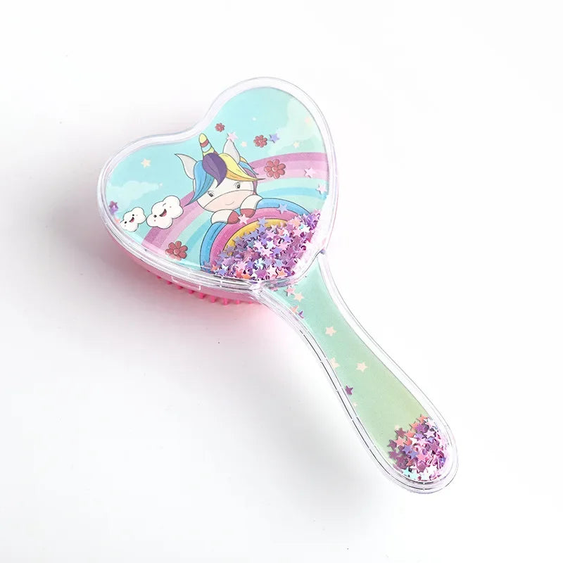 Unicorn Heart Detangling Hair Brush – Pink Massage Comb Detangling Hair Brush PLUSH