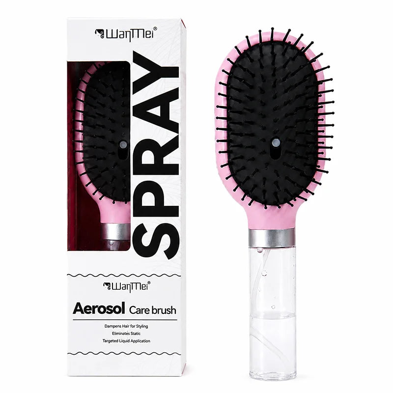 WanMei 2-in-1 Spray Air Cushion Hair Brush – Detangling Comb Spray Hair Brush PLUSH Pink