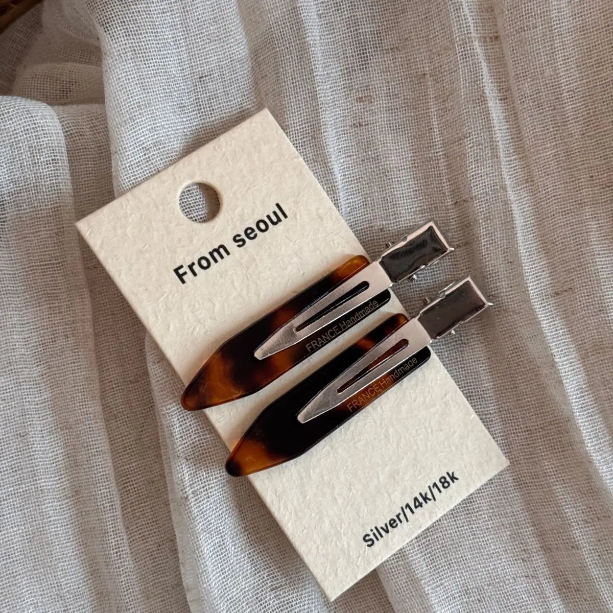 Tortoiseshell Geometric Barrettes – Seamless Hair Clips Set of 2 Hair Clip Barrette PLUSH B 2Pcs