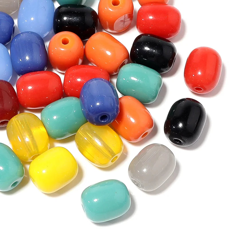 30pcs Barrel Glass Spacer Beads 10x8mm Multicolor DIY Jewelry Glass Spacer Beads PLUSH