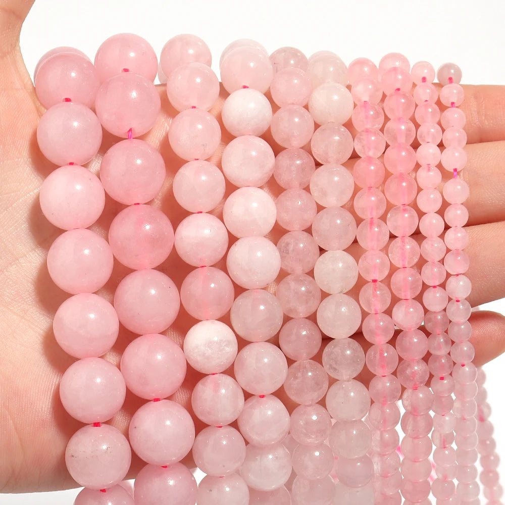 Natural Rose Quartz Round Spacer Beads – DIY Jewelry Making Stone Spacer Beads PLUSH