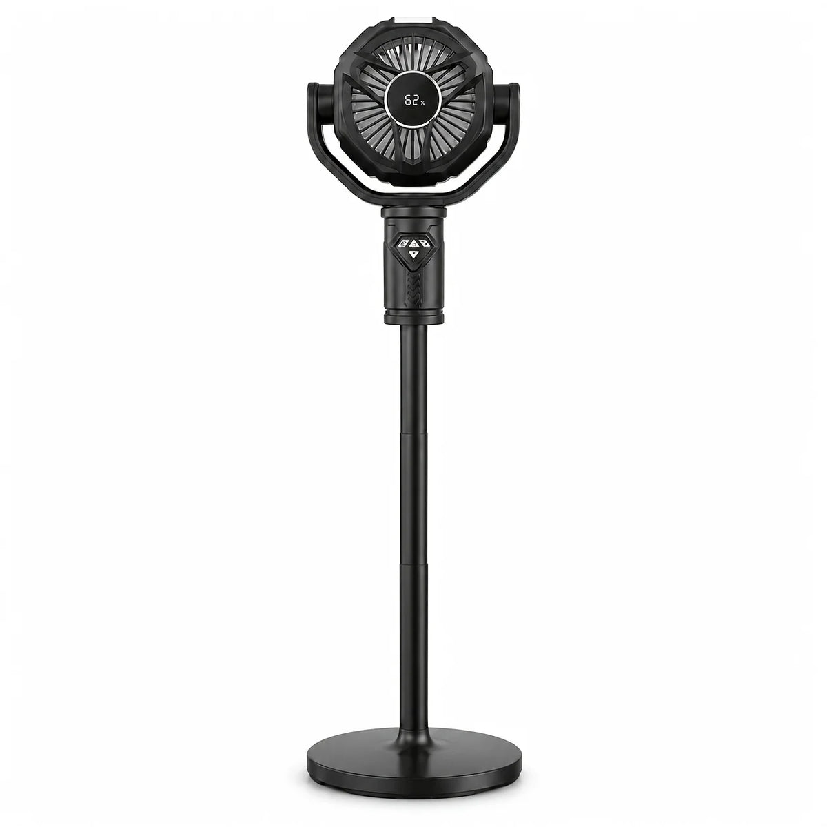 Rechargeable Standing Fan – 10-Speed Oscillating, Remote Control Rechargeable Floor Fan PLUSH Black 3000mAh USB Type-C