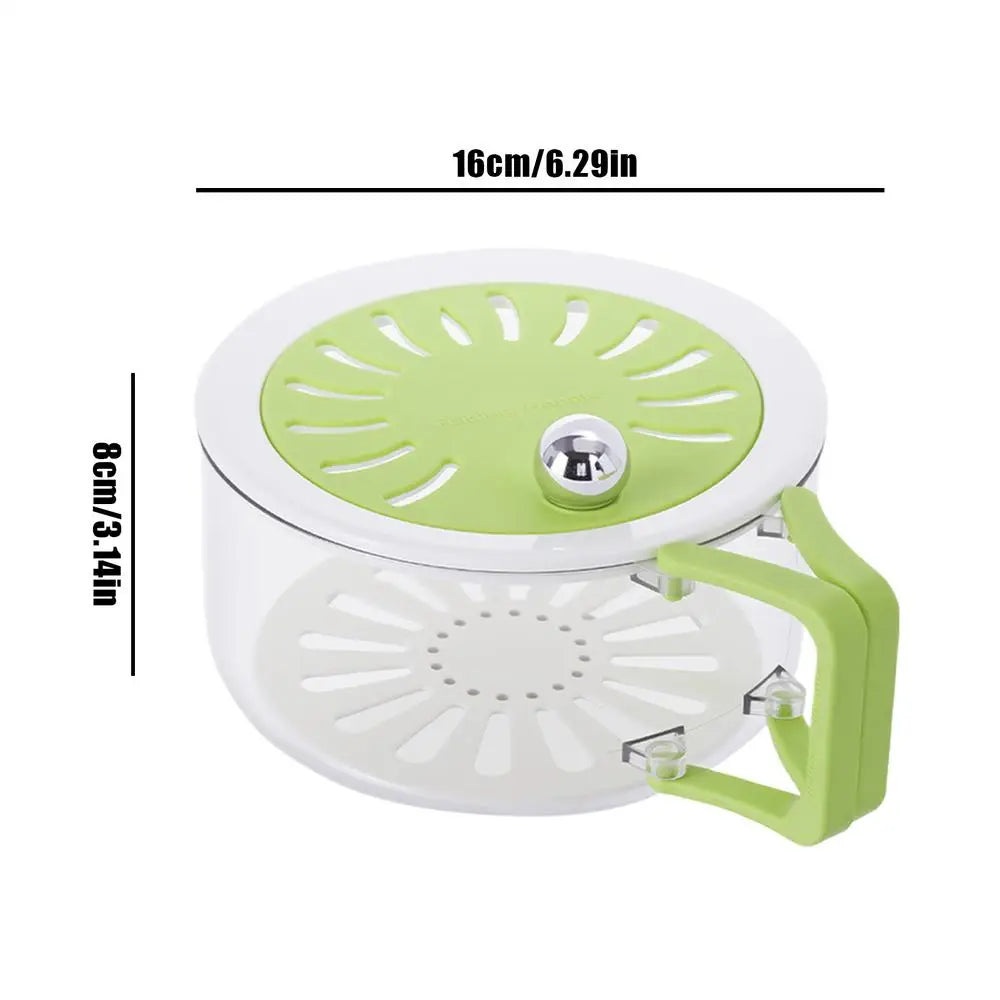 Double Layer Fruit Strainer Container with Foldable Handle Kitchen Strainer Bowl PLUSH Green