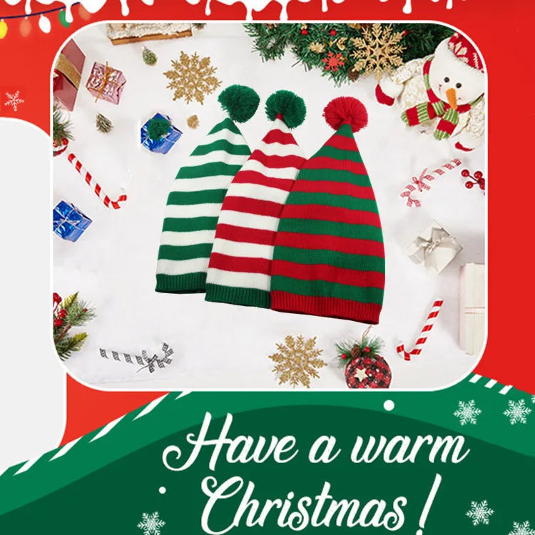 Winter Long Tail Elf Hat Christmas Knit Pom Pom Santa Hat Christmas Elf Hat PLUSH