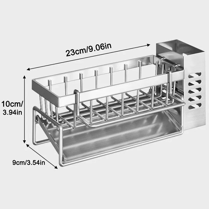 Stainless Steel Kitchen Sink Sponge & Drain Rack Organizer Sink Organizer Rack PLUSH