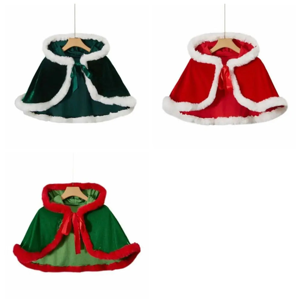 Plush Hooded Christmas Cape – Santa Claus Costume Cloak Holiday Costume Cape PLUSH