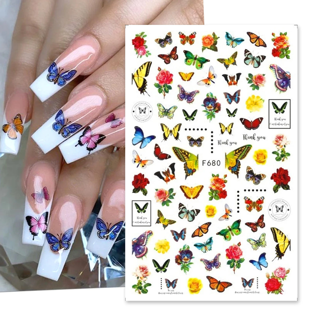 10pcs 3D Butterfly Nail Art Stickers – Holographic Floral Decals Nail Art Stickers PLUSH