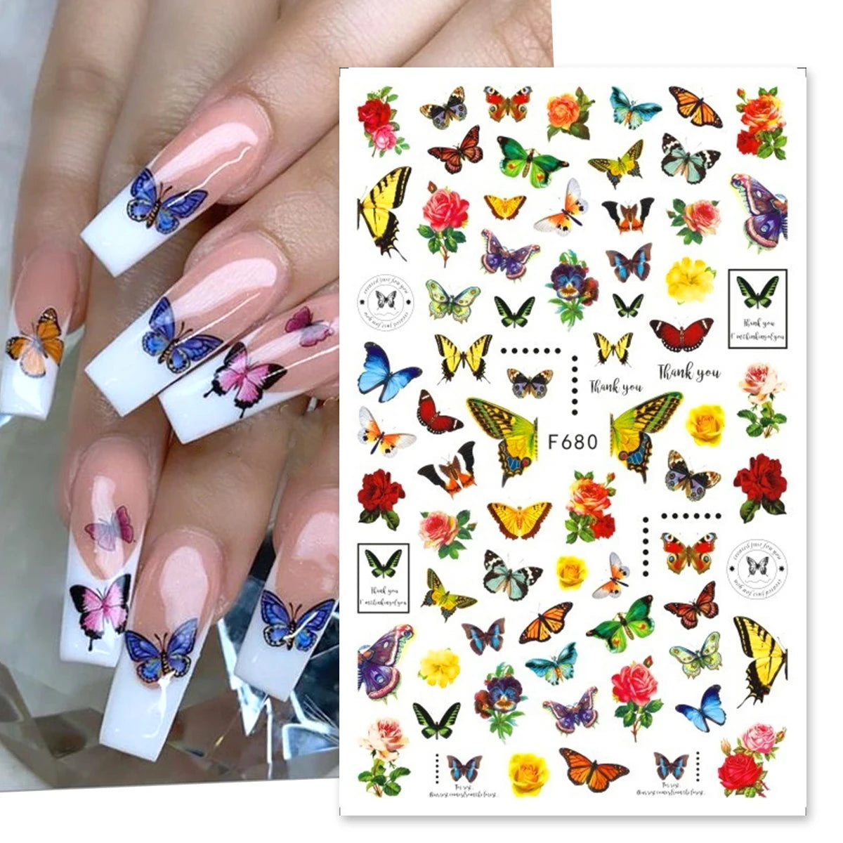 10pcs 3D Butterfly Nail Art Stickers – Holographic Floral Decals Nail Art Stickers PLUSH
