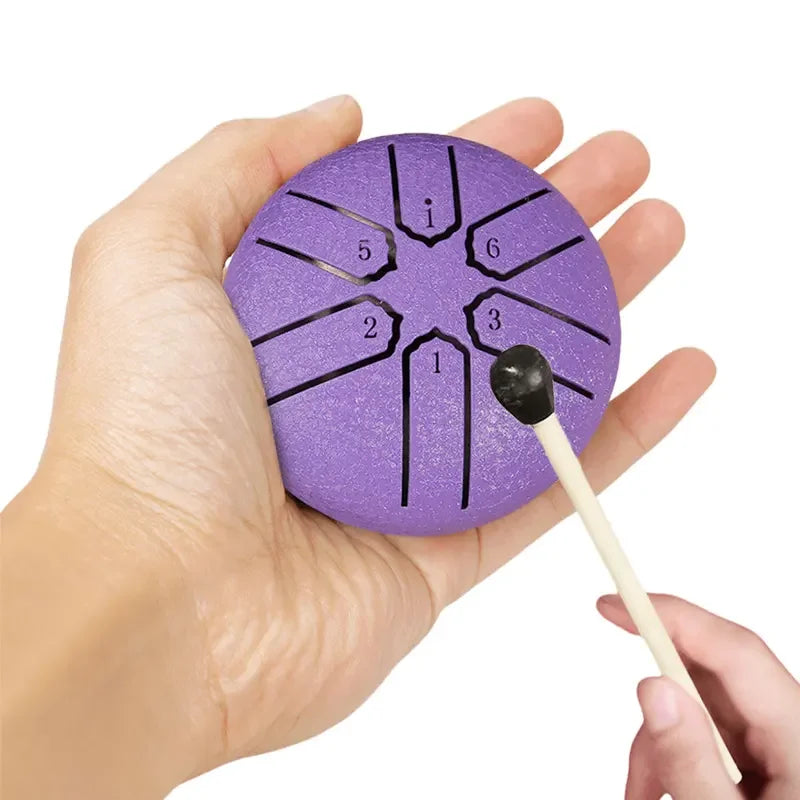Mini Handpan Rain Drum – 3" 6-Note Steel Tongue Drum for Yoga Steel Tongue Drum PLUSH