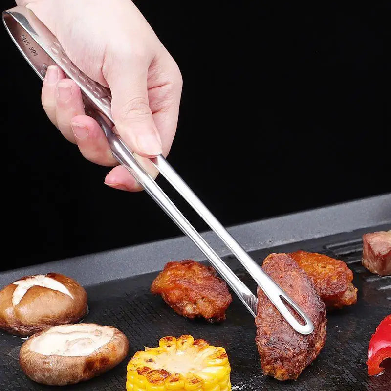 Stainless Steel BBQ Tongs – Korean Grill Clips for Meat & Veg BBQ Cooking Tongs PLUSH
