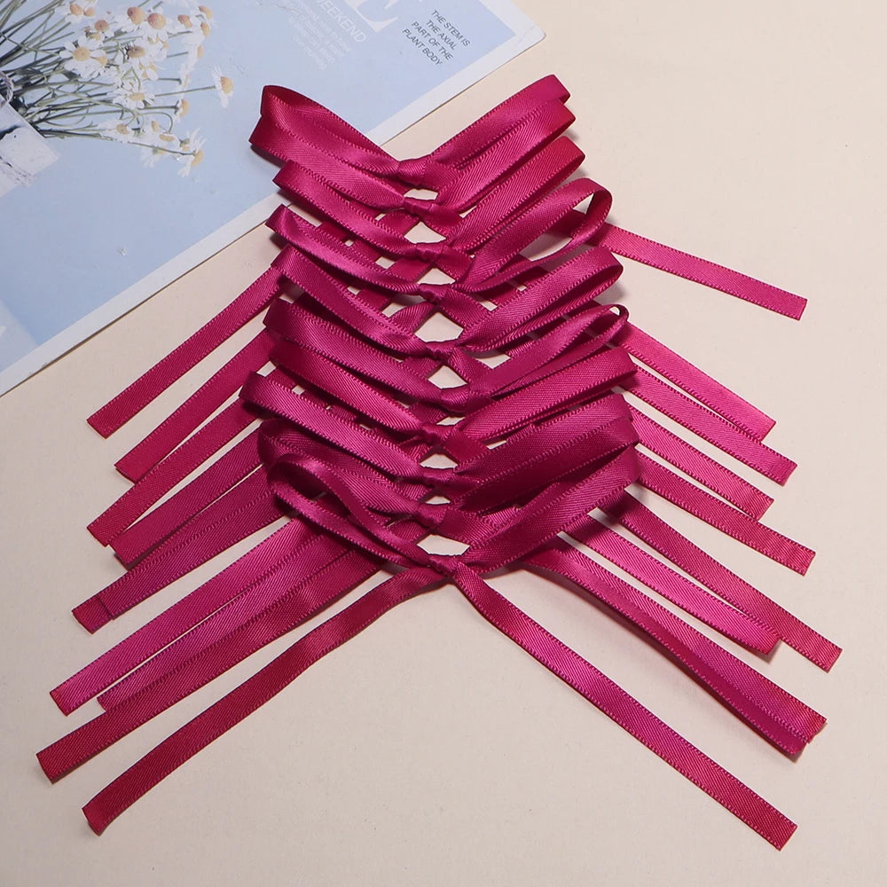 10pcs Ballet Ribbon Bows – Colorful Handmade DIY Bowknots Ribbon Bow Embellishments PLUSH wine red