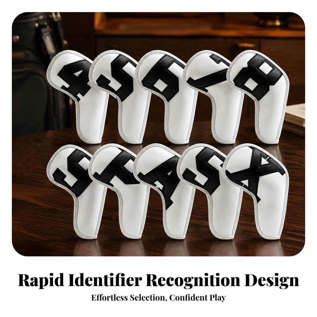 10-Piece Golf Iron Headcover Set – PU, Hook-and-Loop, Universal Golf Iron Headcovers PLUSH