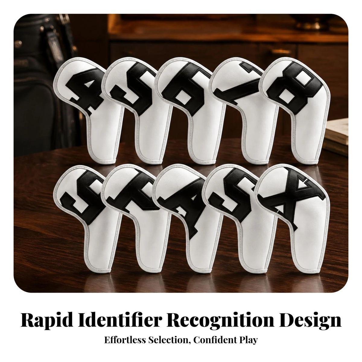 10-Piece Golf Iron Headcover Set – PU, Hook-and-Loop, Universal Golf Iron Headcovers PLUSH