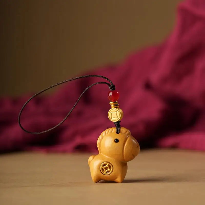Sandalwood Horse Pendant Keychain – Lunar New Year Gift Pendant Keychain PLUSH style 3