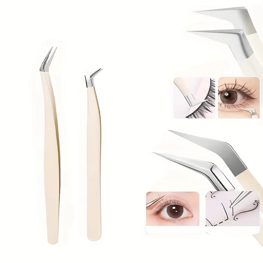 Ouriner Precision Eyelash & Brow Tweezers – Stainless Steel Eyelash Tweezers PLUSH
