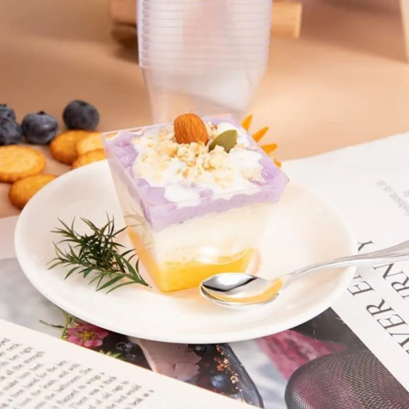 50/100pcs Clear Ladder Plastic Dessert Cups – Party Food Cups Plastic Dessert Cups PLUSH
