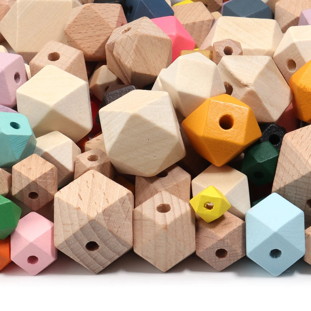 Colorful Geometric Wood Spacer Beads 10-30mm | DIY Jewelry Wood Spacer Beads PLUSH