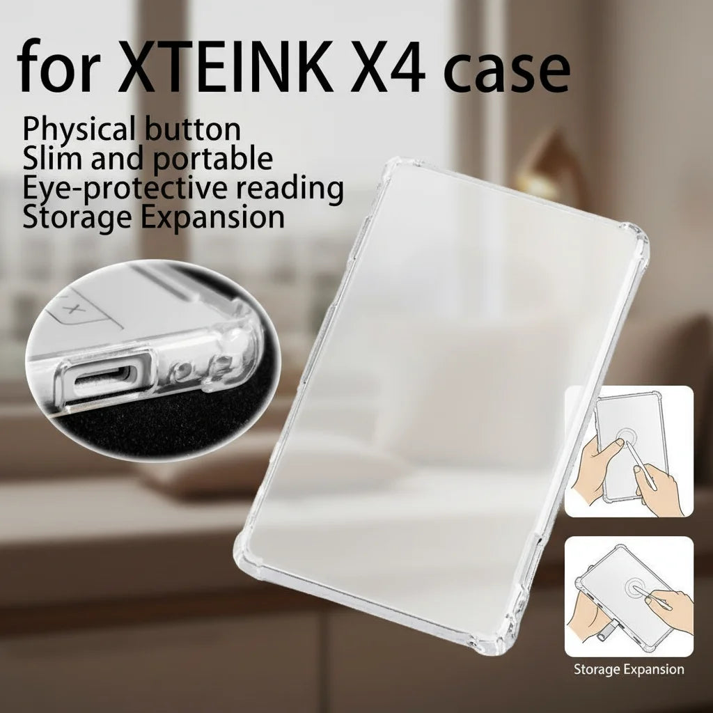 Clear TPU Case for Xteink X4 E-Reader | Airbag Protection Cover E-Reader Case PLUSH
