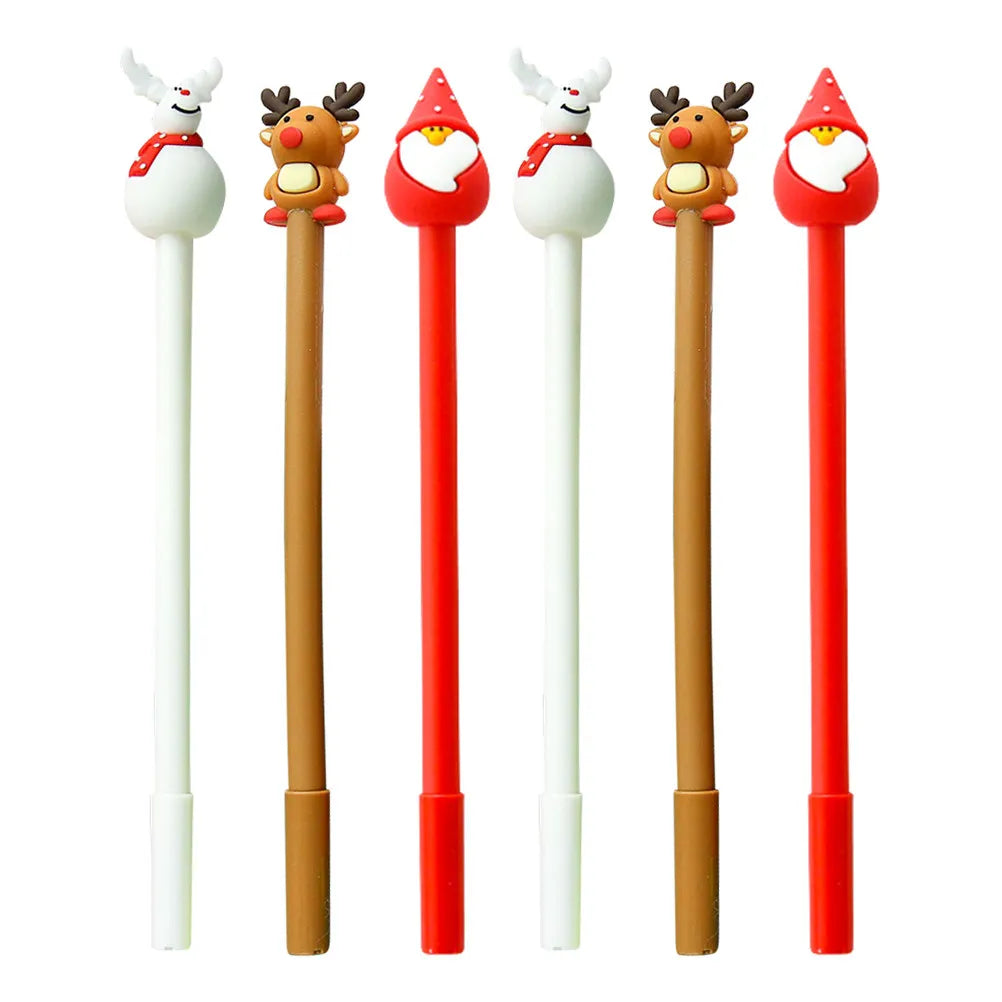 6pcs Christmas Fine Point Gel Pens – Black Ink Writing Set Novelty Gel Pens PLUSH