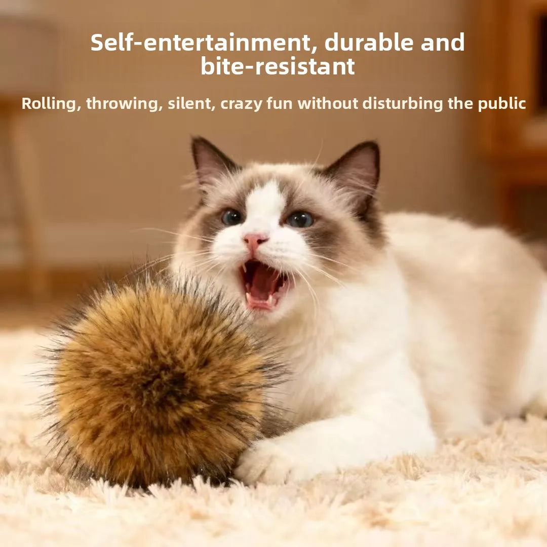 Rabbit Fur Cat Toy Ball – Silent Interactive Indoor Cat Toy Cat Toy Ball PLUSH