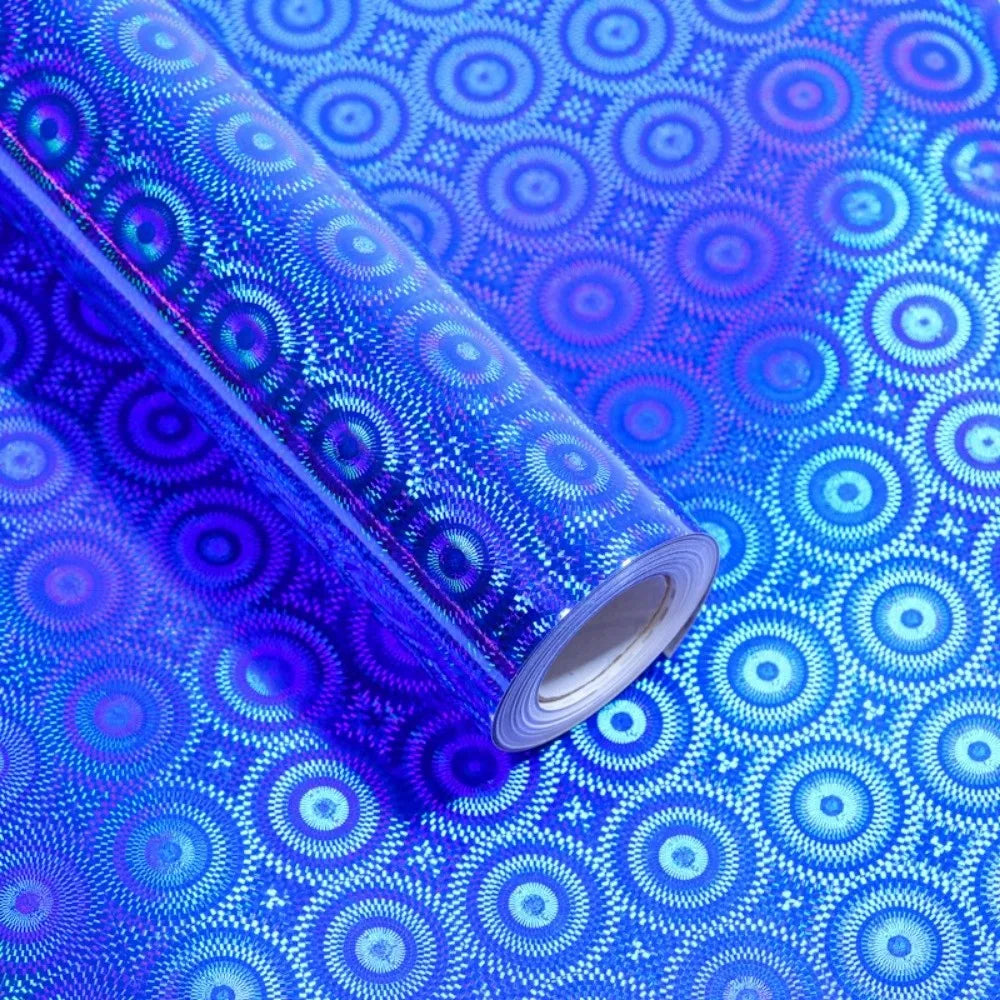 Gradient Laser Wrapping Paper Roll 43×300cm – Holographic Gift Wrapping Paper PLUSH Blue Cat Eyes