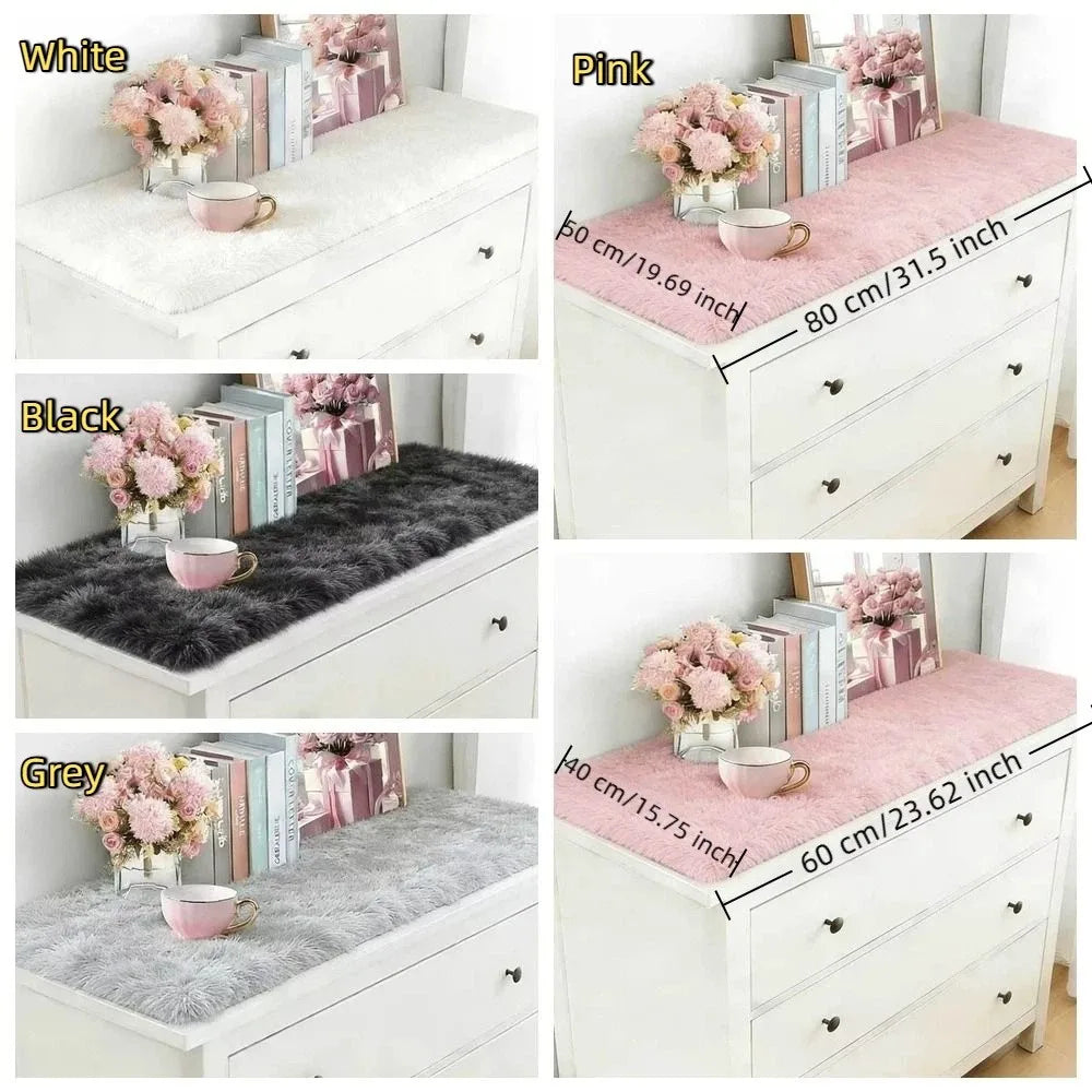 Gradient Plush Table Mat – Fluffy Shaggy Desk & Cabinet Pad Plush Table Mat PLUSH