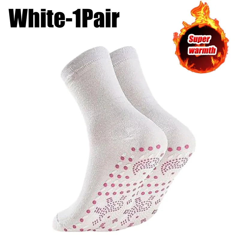 Tourmaline Self-Heating Mid-Calf Socks – Warm Women's Socks Thermal Knit Socks PLUSH White-1Pair One Size